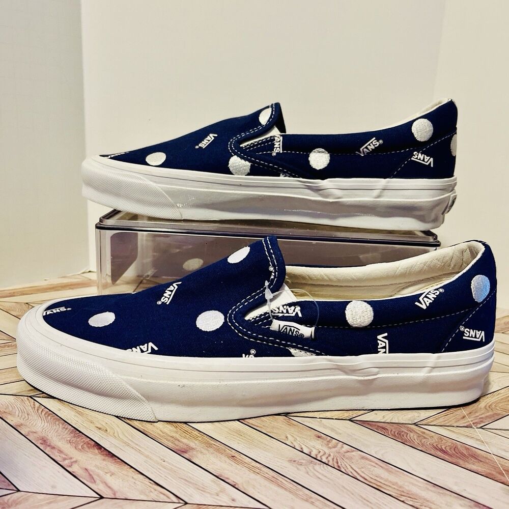 VANS Vault OG Classic Slip-On LX Polka Dot Blue M 8 W 9.5 Paul Van Doren